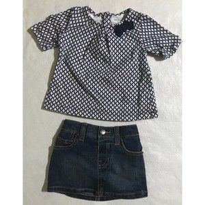 LOT OF 2 Girls Carter’s Cotton Top 9mo W/The Children’s Place Denim Skort 9-12mo